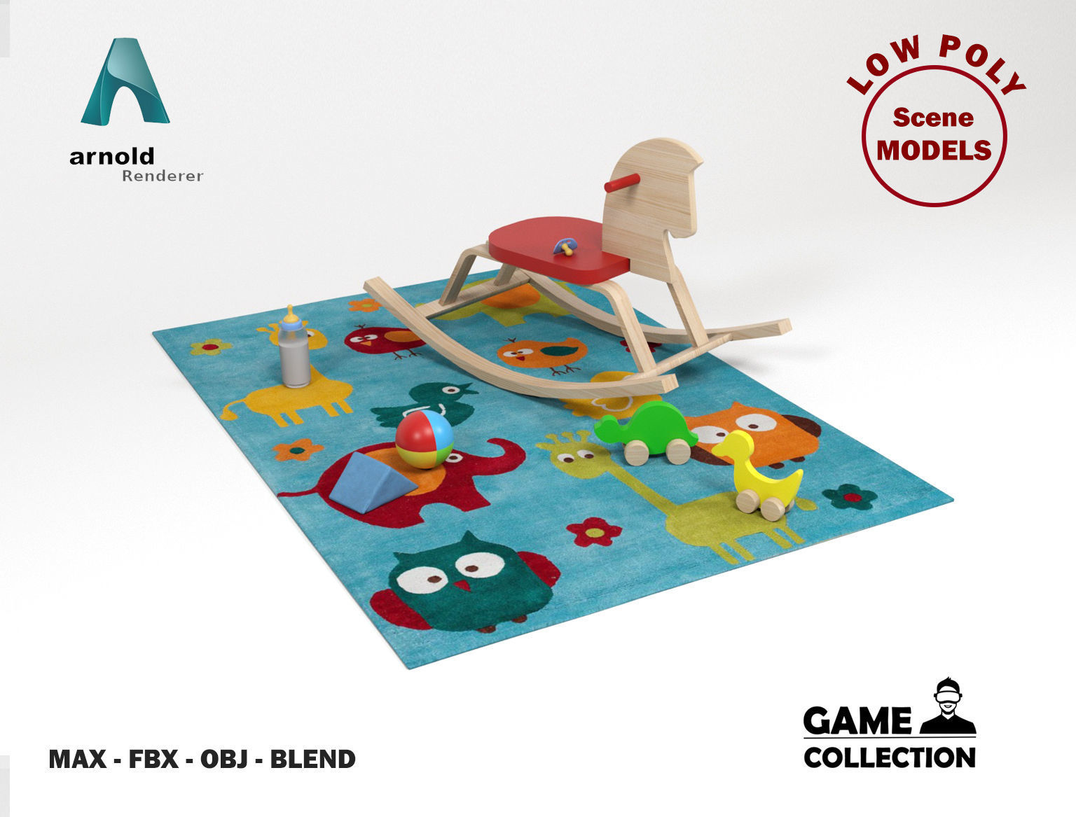 Baby props and furniture Pack Low-poly 3D model_3