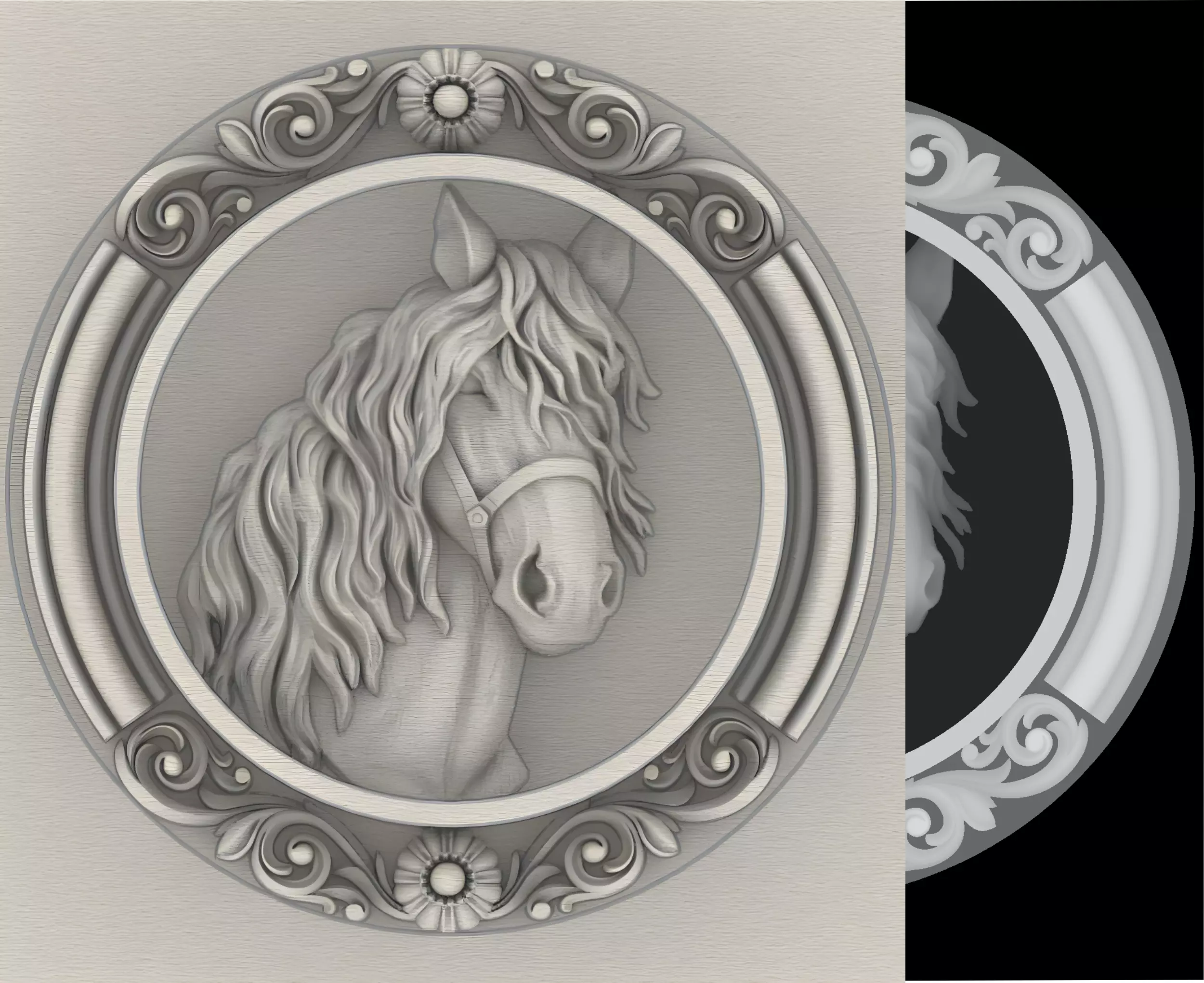 Horse CNC art 3d grayscale image 3D print model