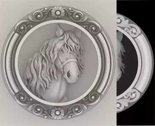  Horse CNC art 3d grayscale image 3D print model