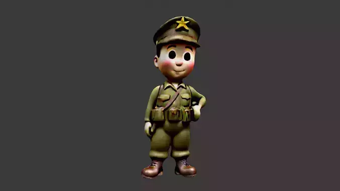 World War II Chinese Soldier Low-poly 3D model