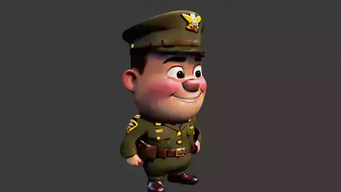 World War II American Soldier Low-poly 3D model