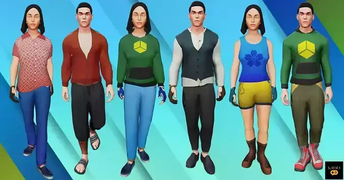 3D Stylized Characters and Wardrobes AR VR Game Ready