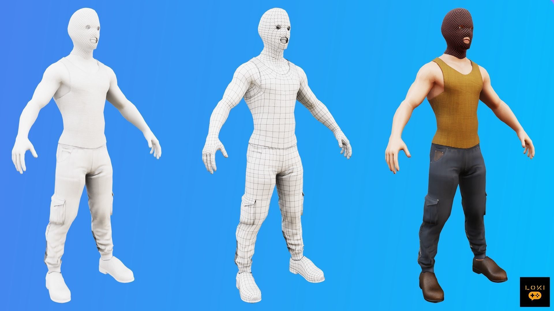 3D Male Terrorist Pack - Game-Ready for AR VR Low-poly 3D model_1