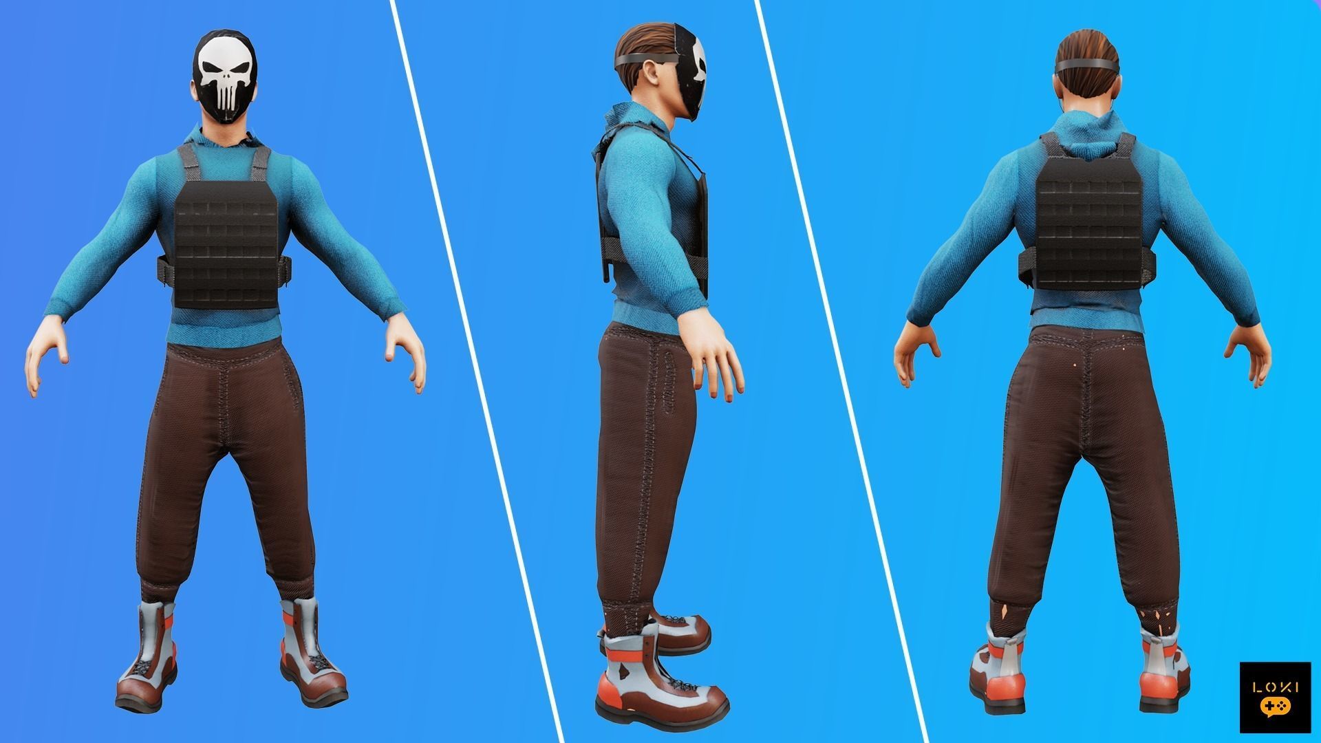 3D Male Terrorist Pack - Game-Ready for AR VR Low-poly 3D model_4