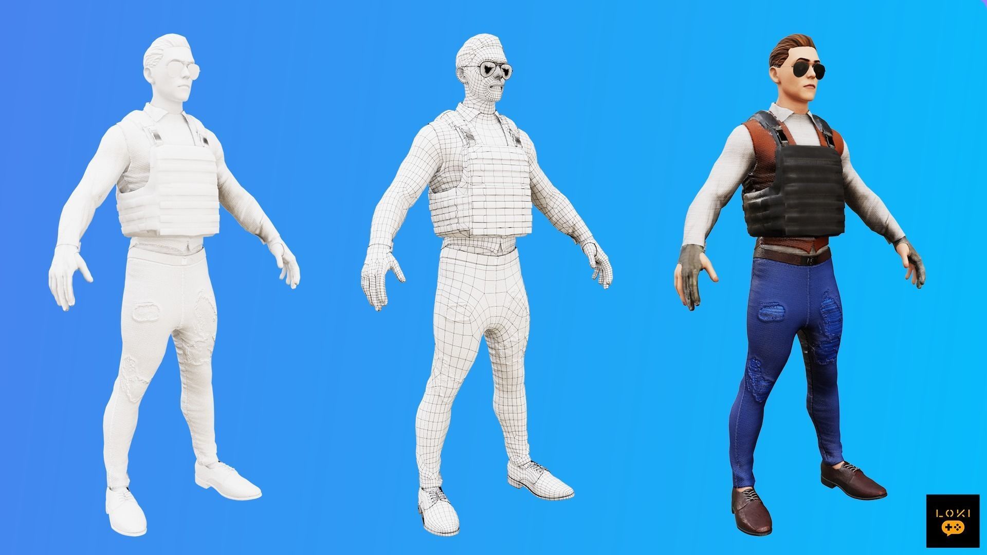 3D Male Terrorist Pack - Game-Ready for AR VR Low-poly 3D model_9