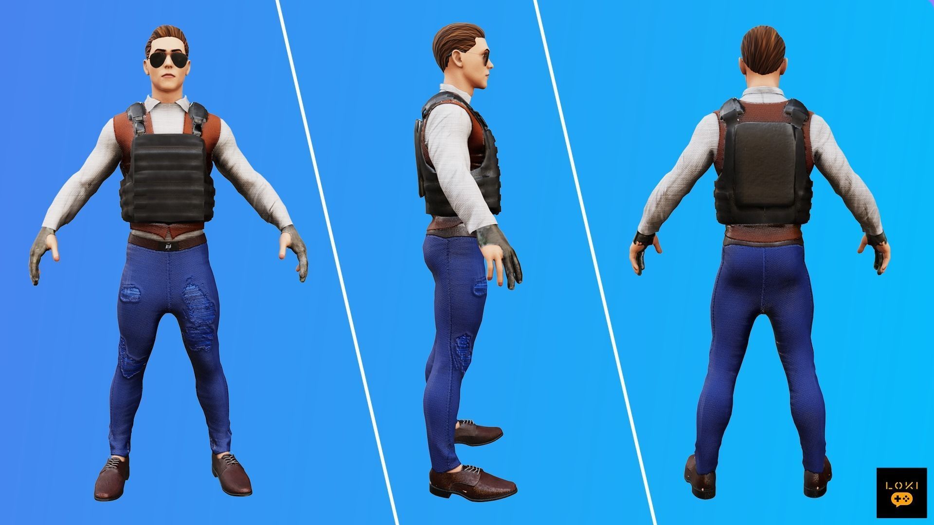 3D Male Terrorist Pack - Game-Ready for AR VR Low-poly 3D model_8