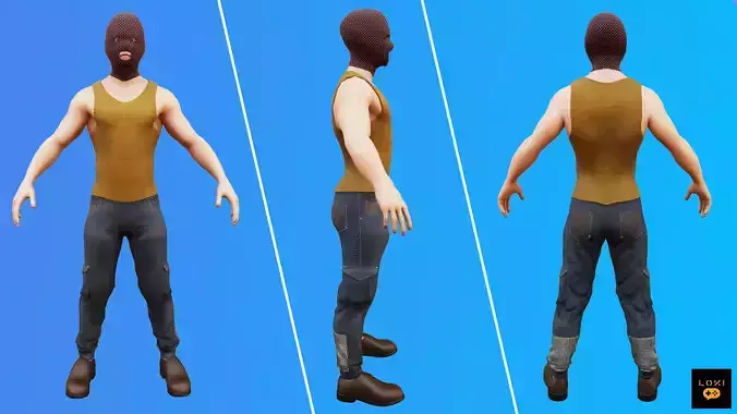 3D Male Terrorist Pack - Game-Ready for AR VR Low-poly 3D model