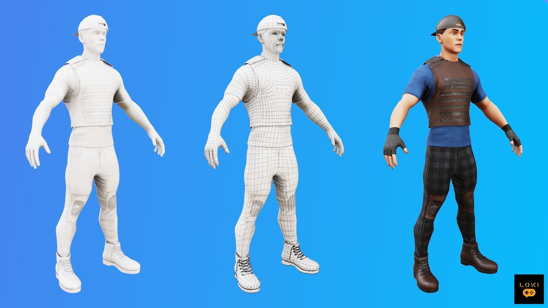 3D Male Terrorist Pack - Game-Ready for AR VR Low-poly 3D model_7