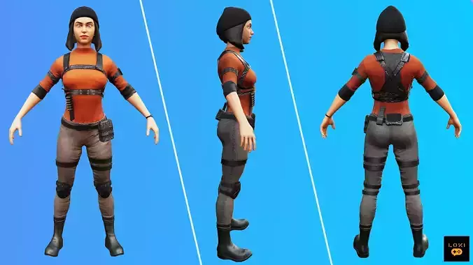 3D Female Terrorist Pack Game Ready AR VR Lowpoly Low-poly 3D model