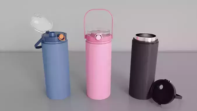 Stainless Steel Sport Bottle 3 3D model