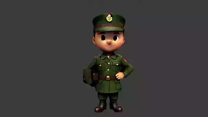 World War II Soldier Low-poly 3D model