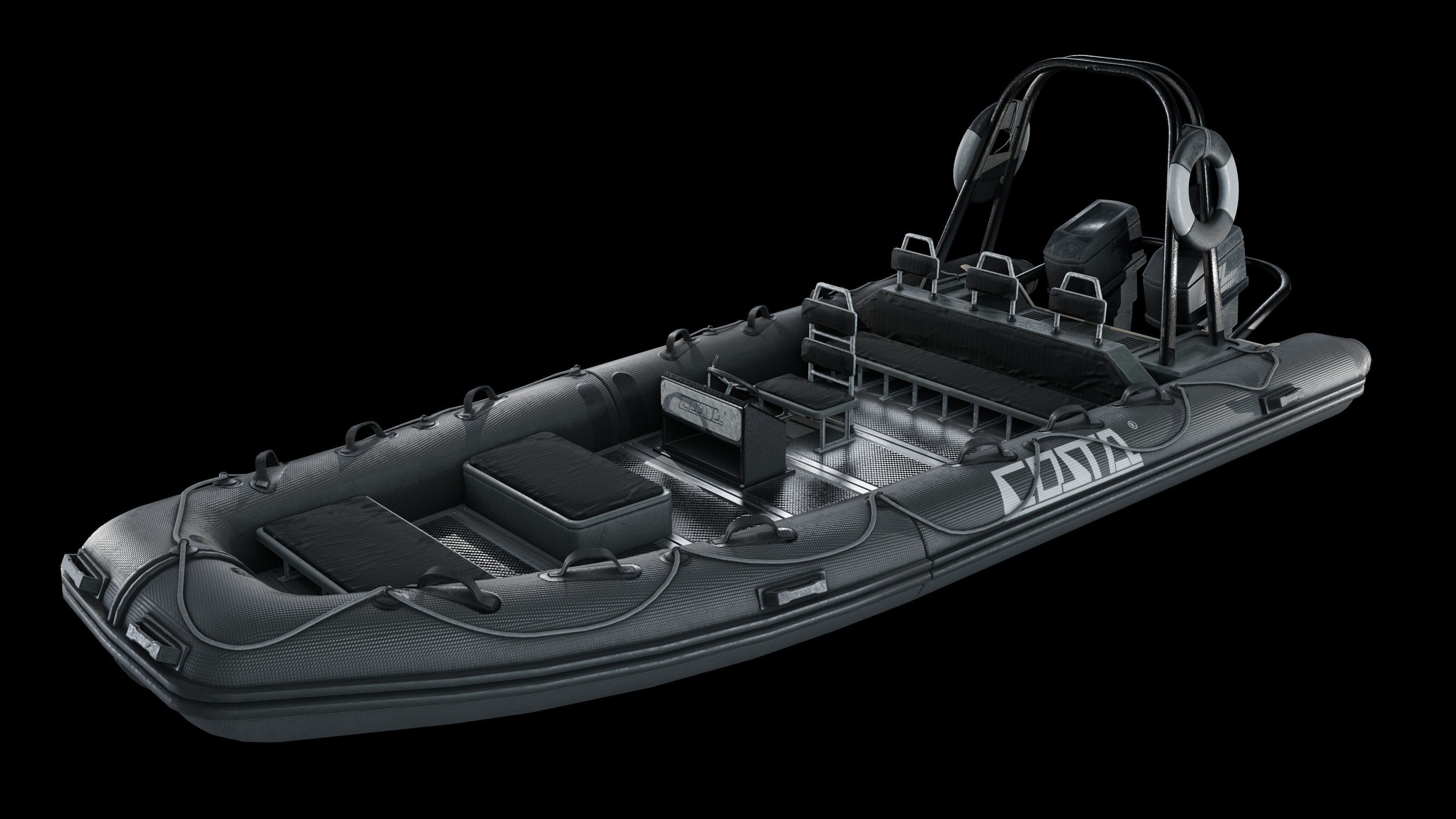 Inflatable Boat Low-poly 3D model_7