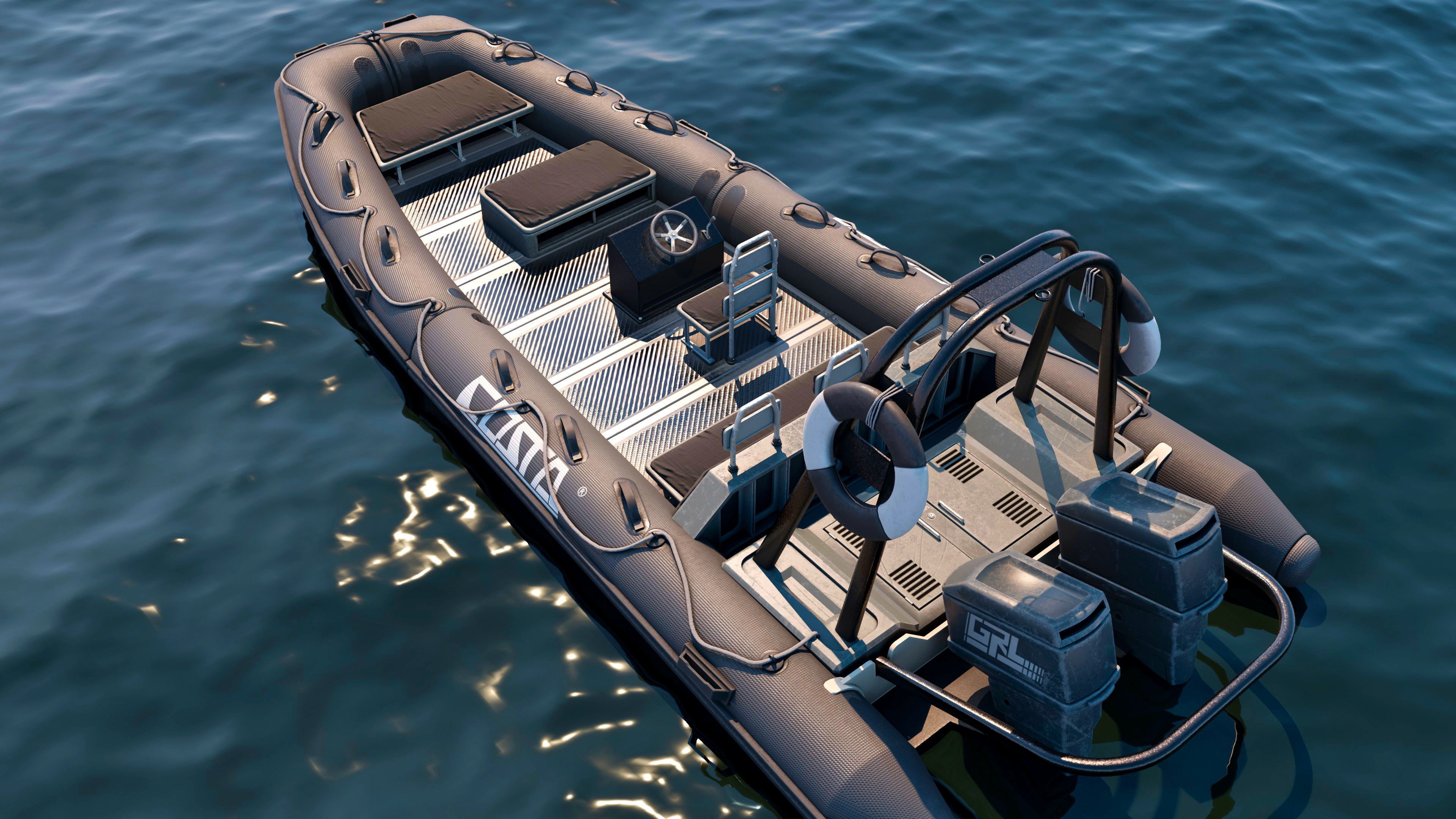 Inflatable Boat Low-poly 3D model_2