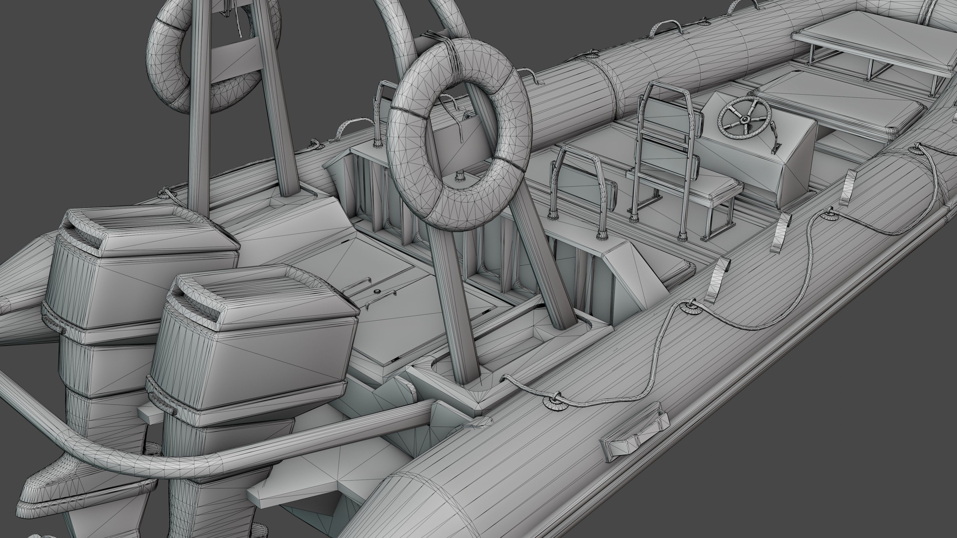 Inflatable Boat Low-poly 3D model_11