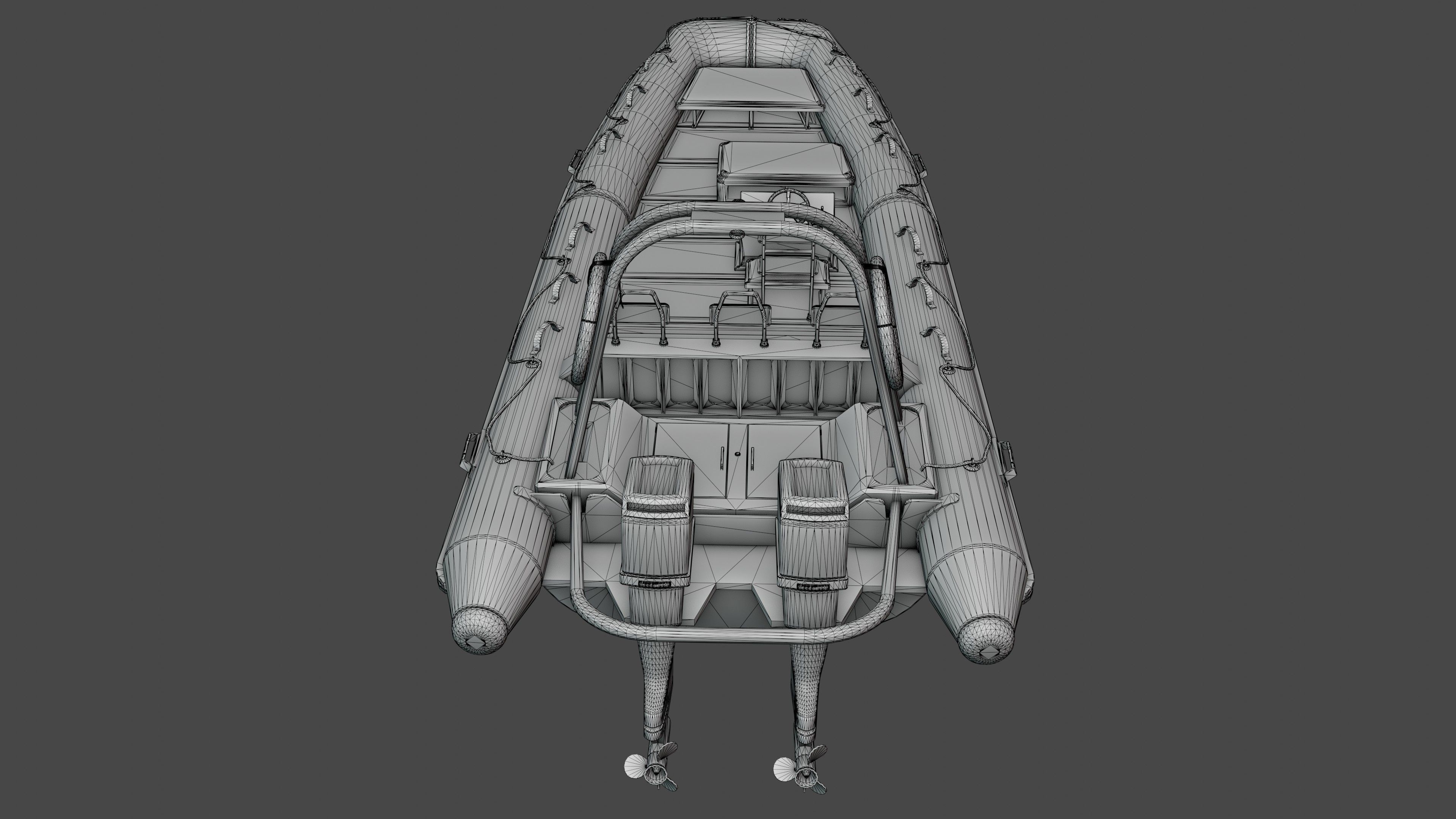 Inflatable Boat Low-poly 3D model_12