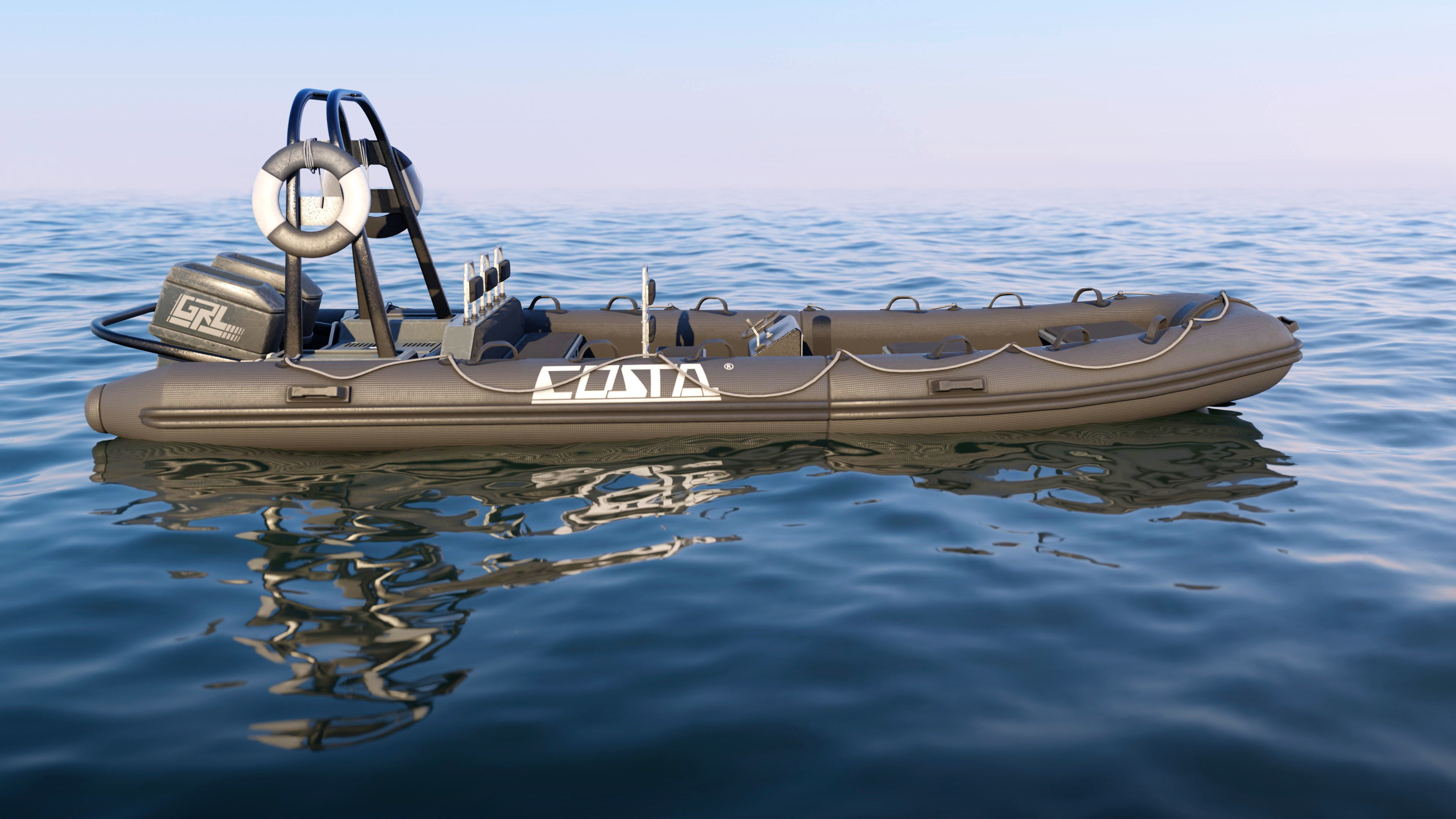 Inflatable Boat Low-poly 3D model_4
