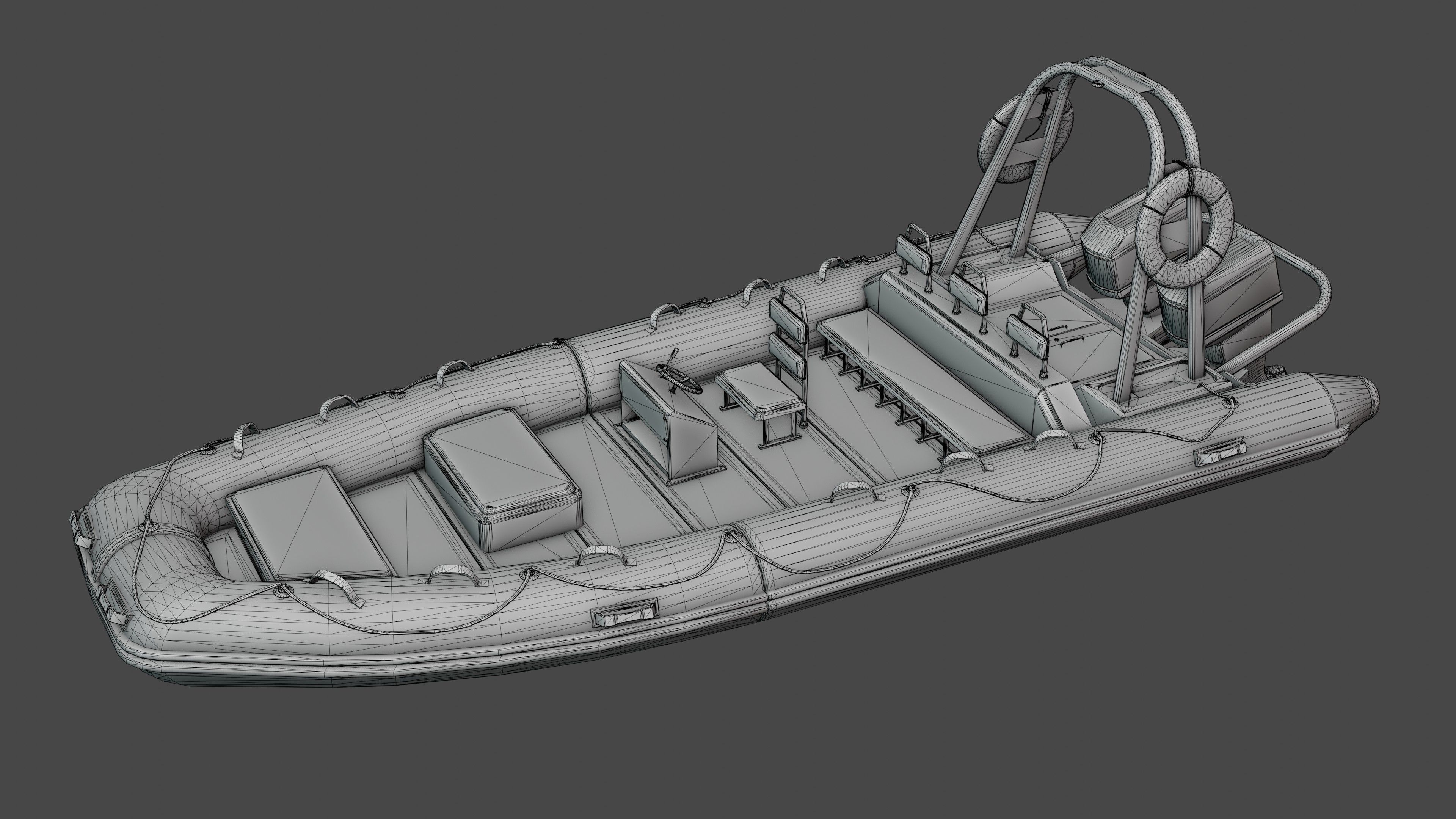 Inflatable Boat Low-poly 3D model_10