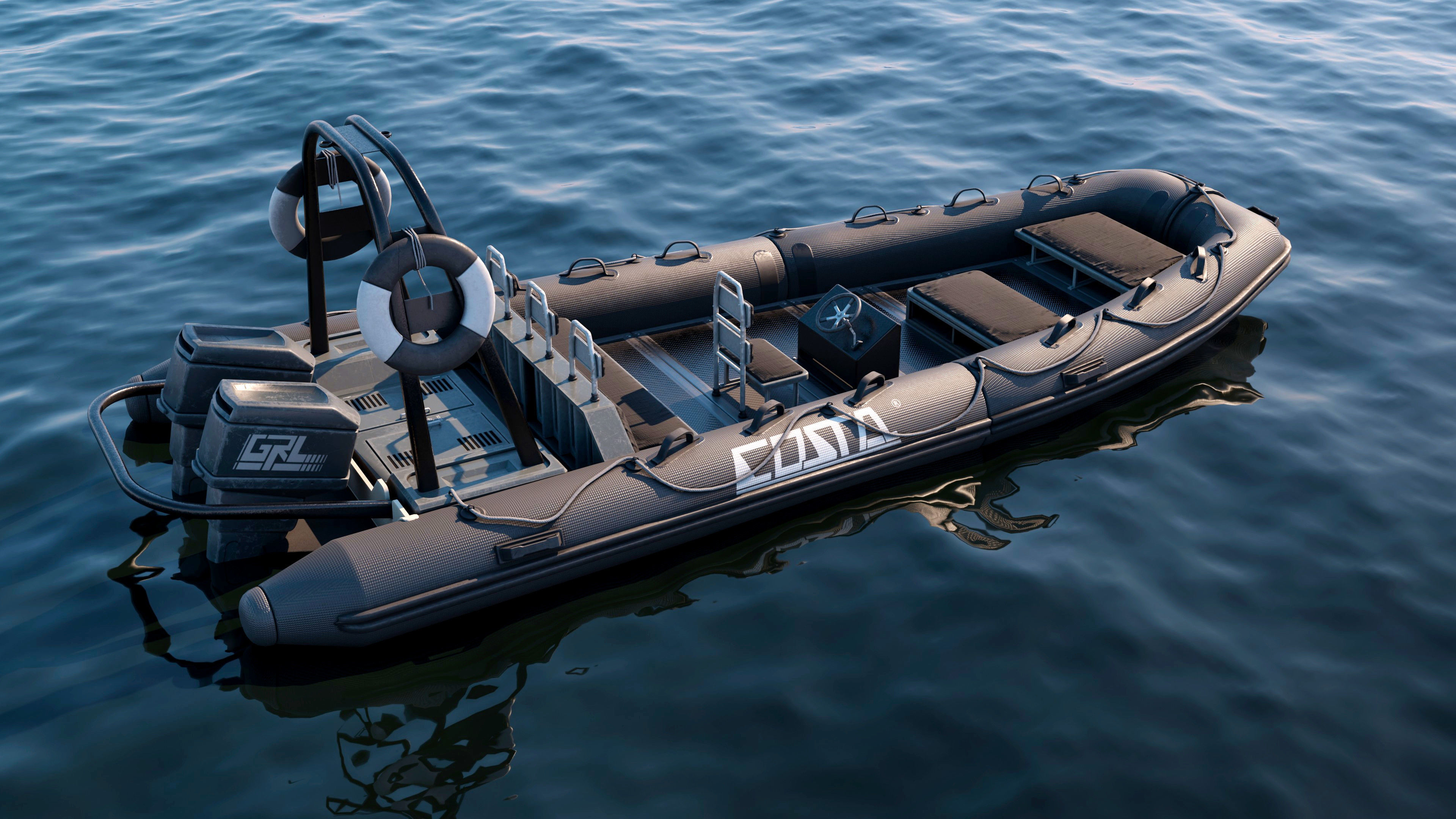 Inflatable Boat Low-poly 3D model_3