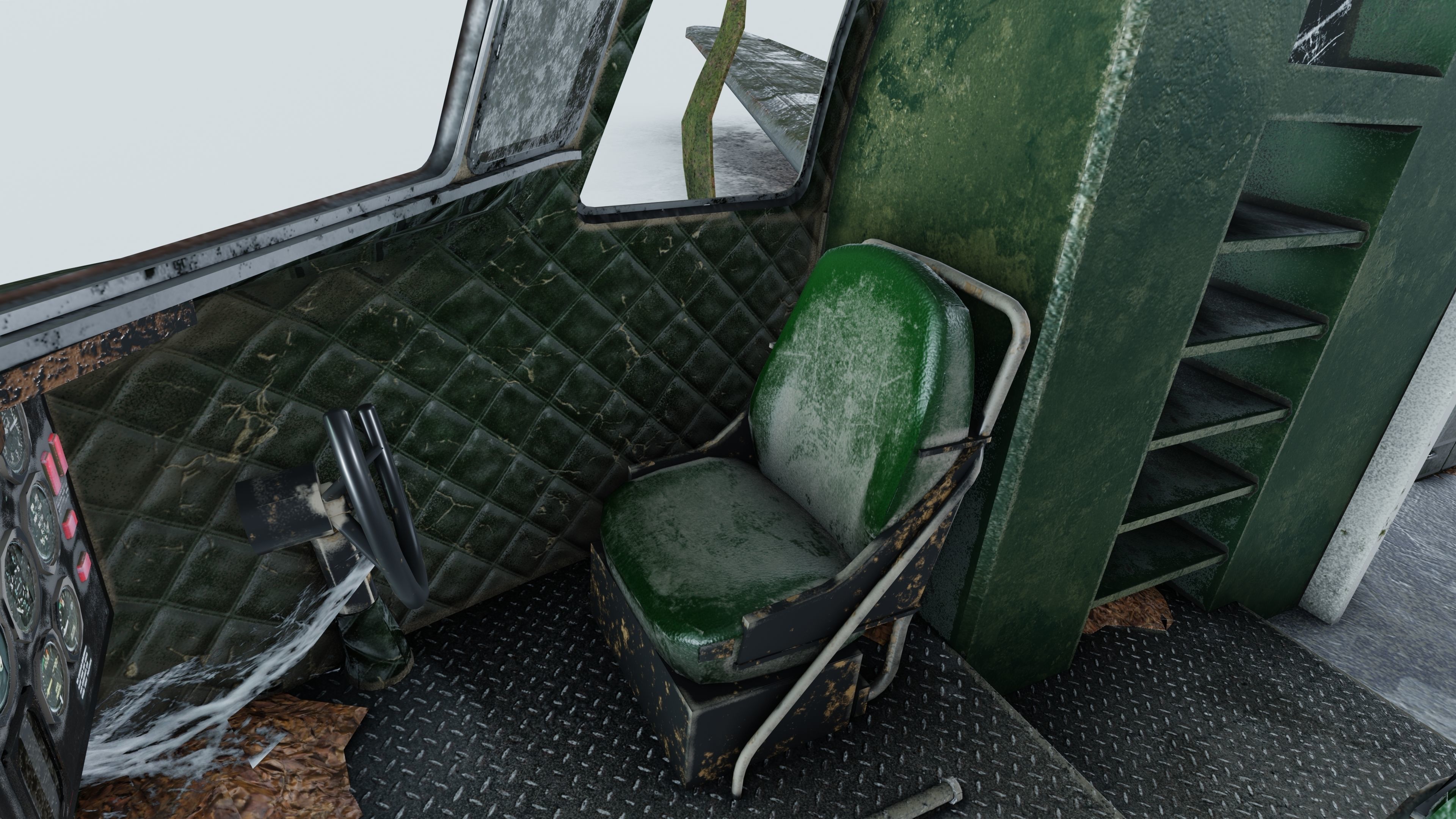 Wrecked Airplane with interior Low-poly 3D model_14