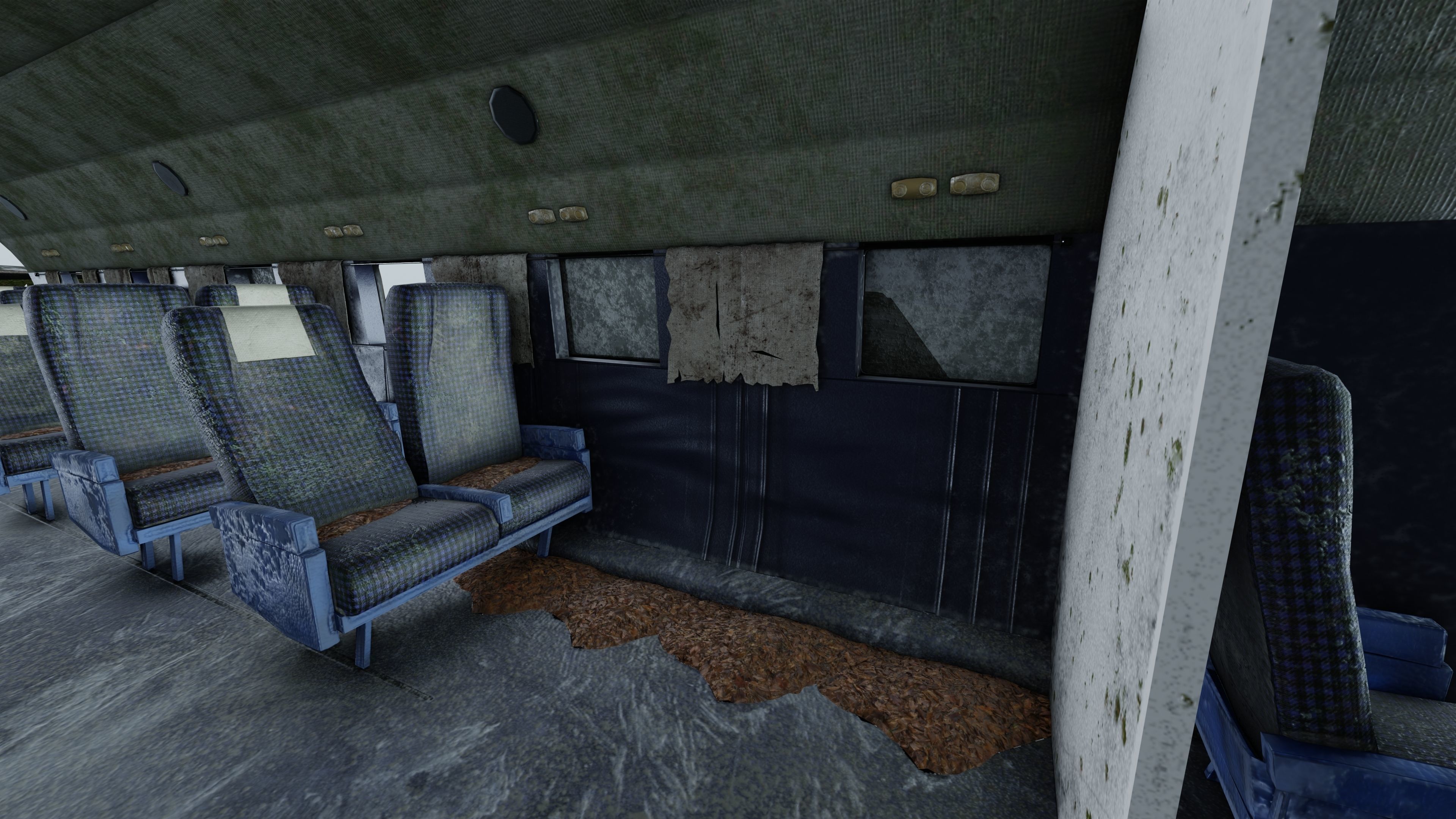 Wrecked Airplane with interior Low-poly 3D model_17