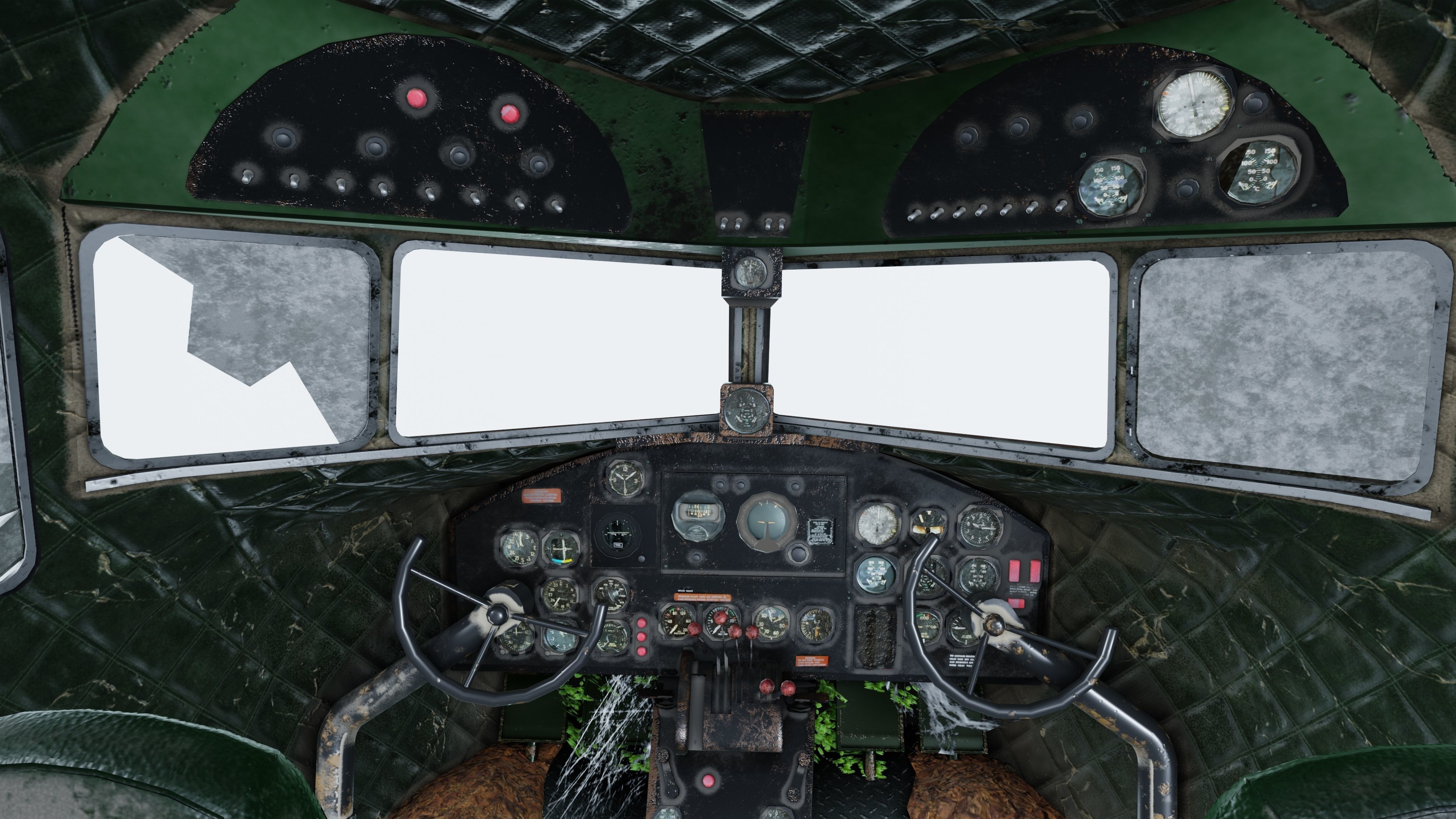 Wrecked Airplane with interior Low-poly 3D model_13