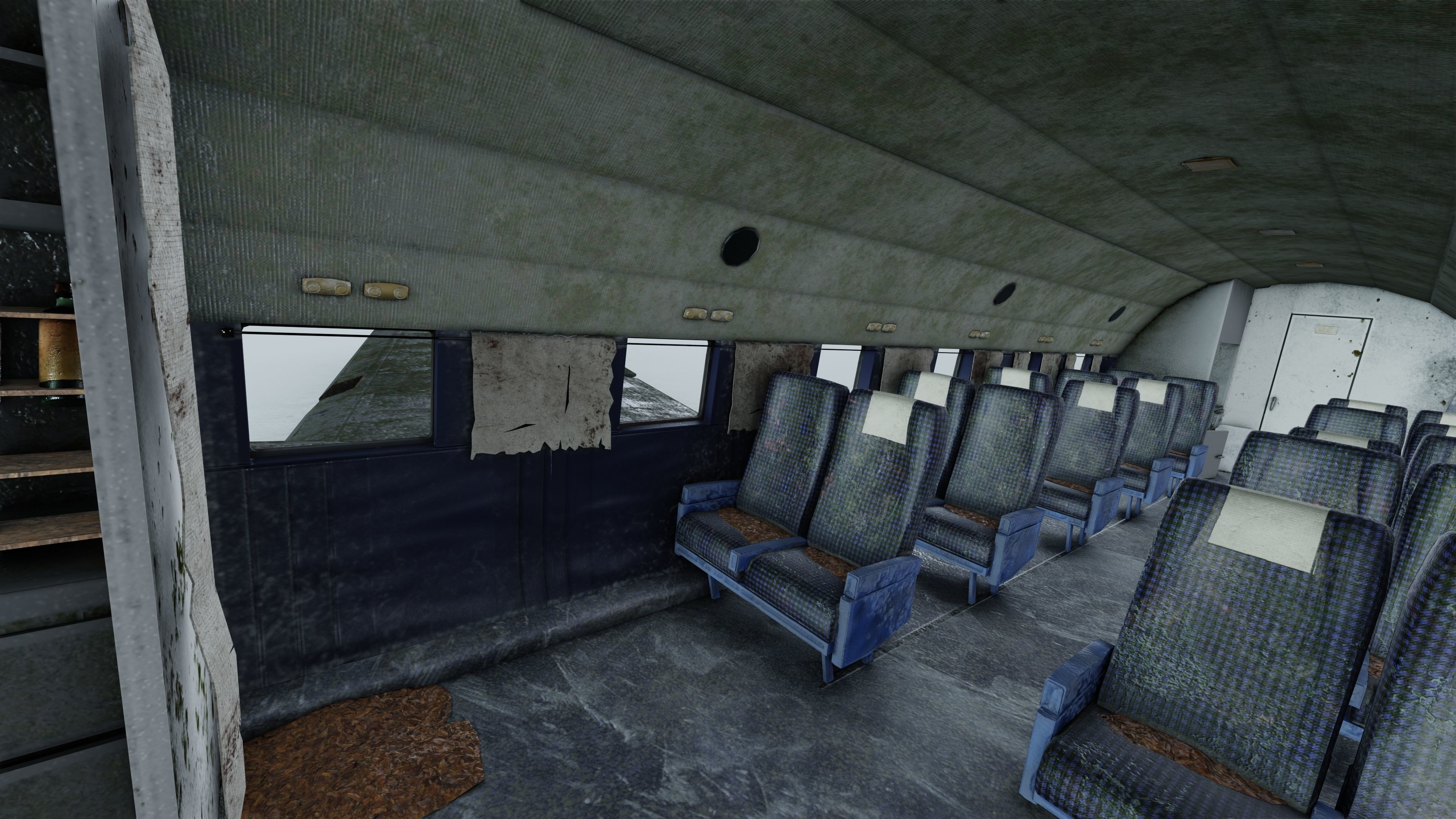 Wrecked Airplane with interior Low-poly 3D model_16