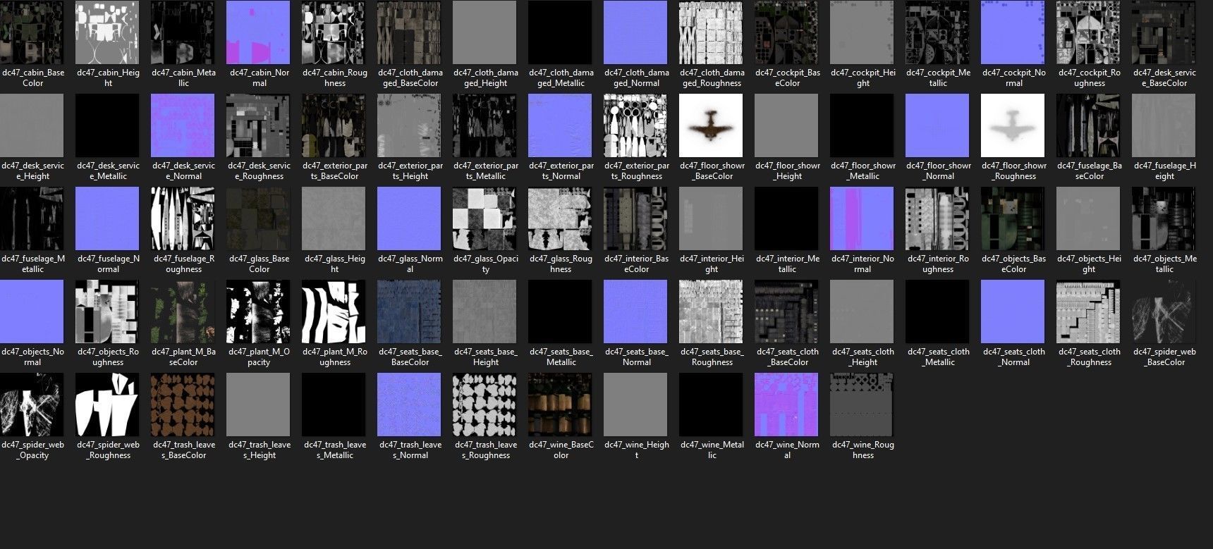 Wrecked Airplane with interior Low-poly 3D model_24