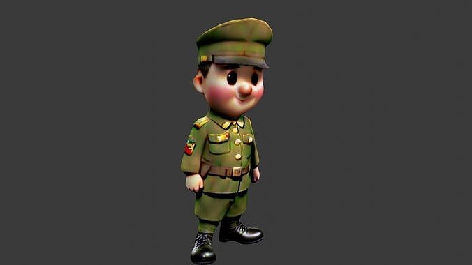 World War II Soldier Low-poly 3D model