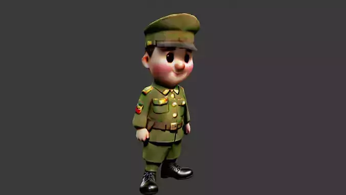 World War II Soldier Low-poly 3D model