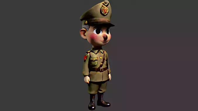 World War II Commander Soldier Low-poly 3D model