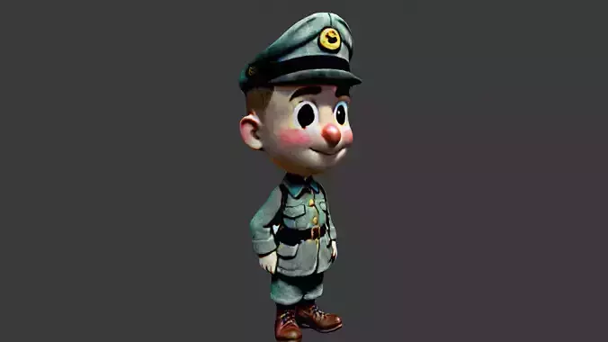 World War II German Commander  Low-poly 3D model