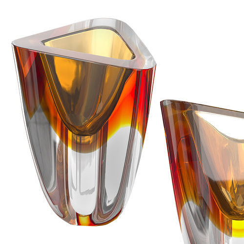Fume Amber Triangle Vase 4 3D model