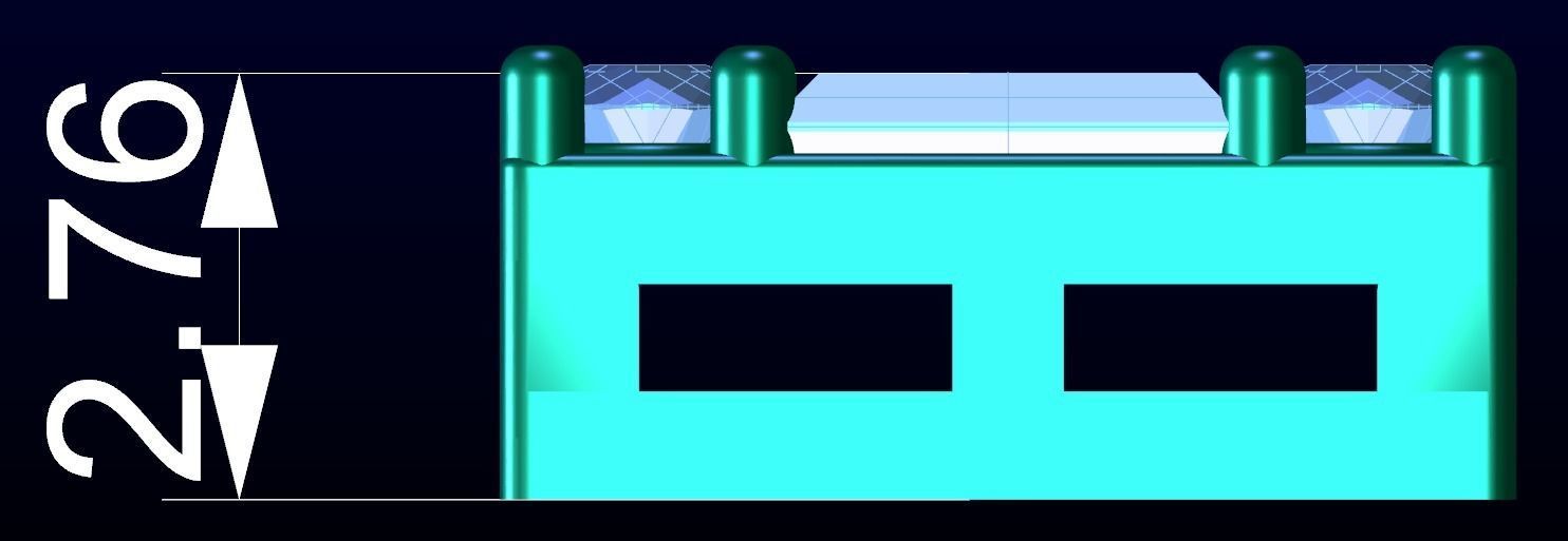 Baguette diamond stud earring 3D print model_5