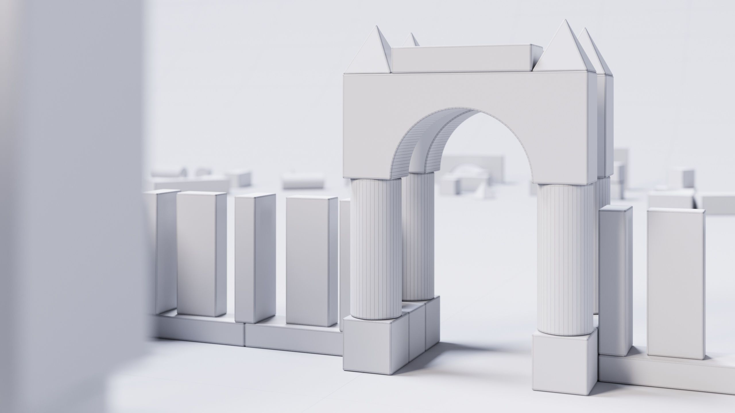 Wooden Blocks Toy Fortress 3D model_17