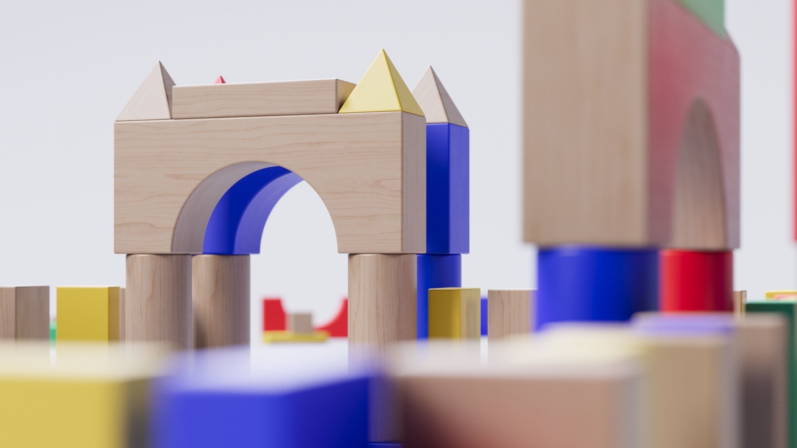 Wooden Blocks Toy Fortress 3D model_5