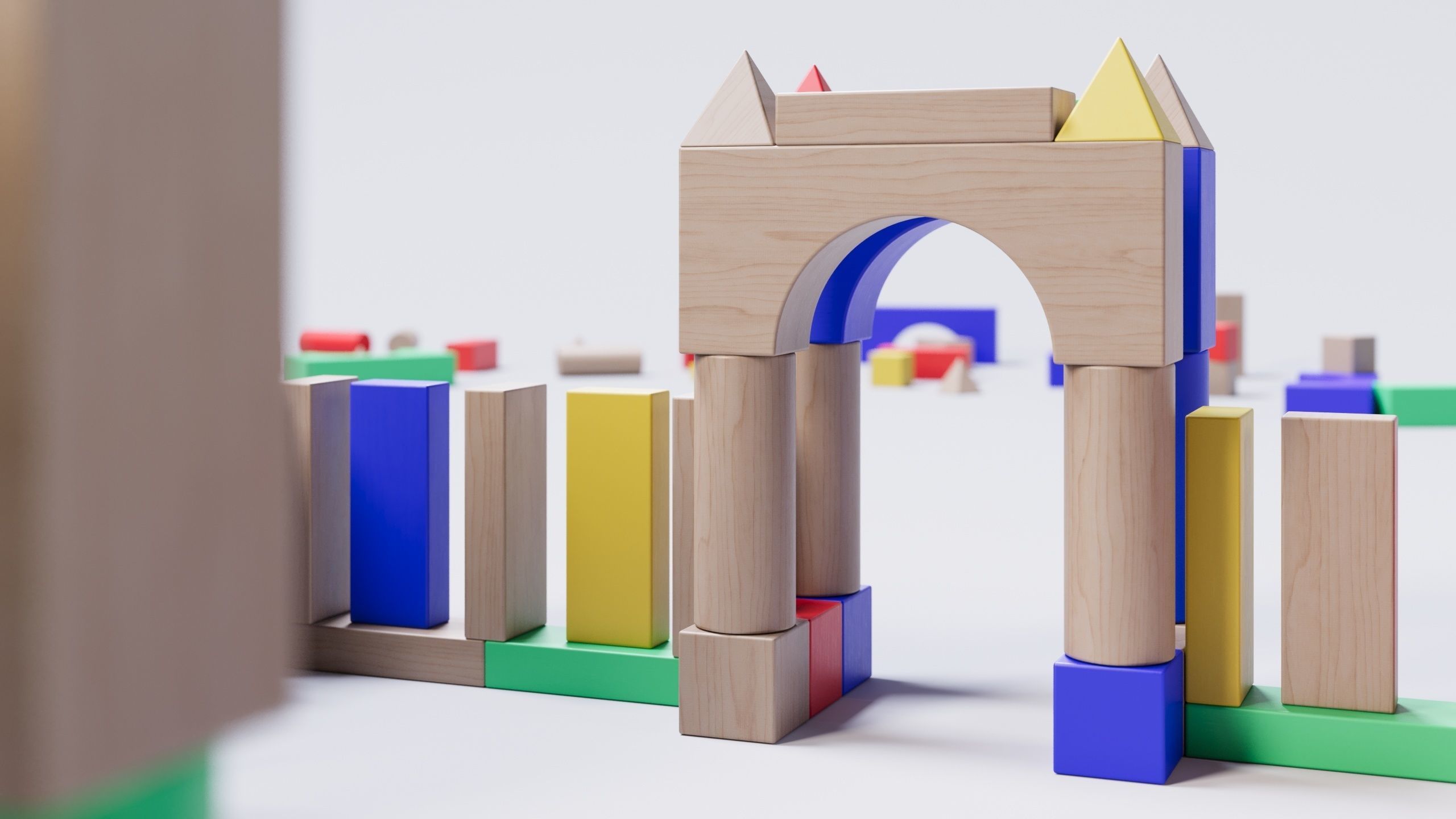 Wooden Blocks Toy Fortress 3D model_7