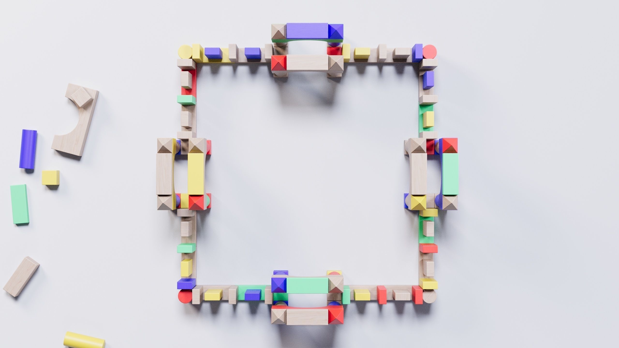 Wooden Blocks Toy Fortress 3D model_4