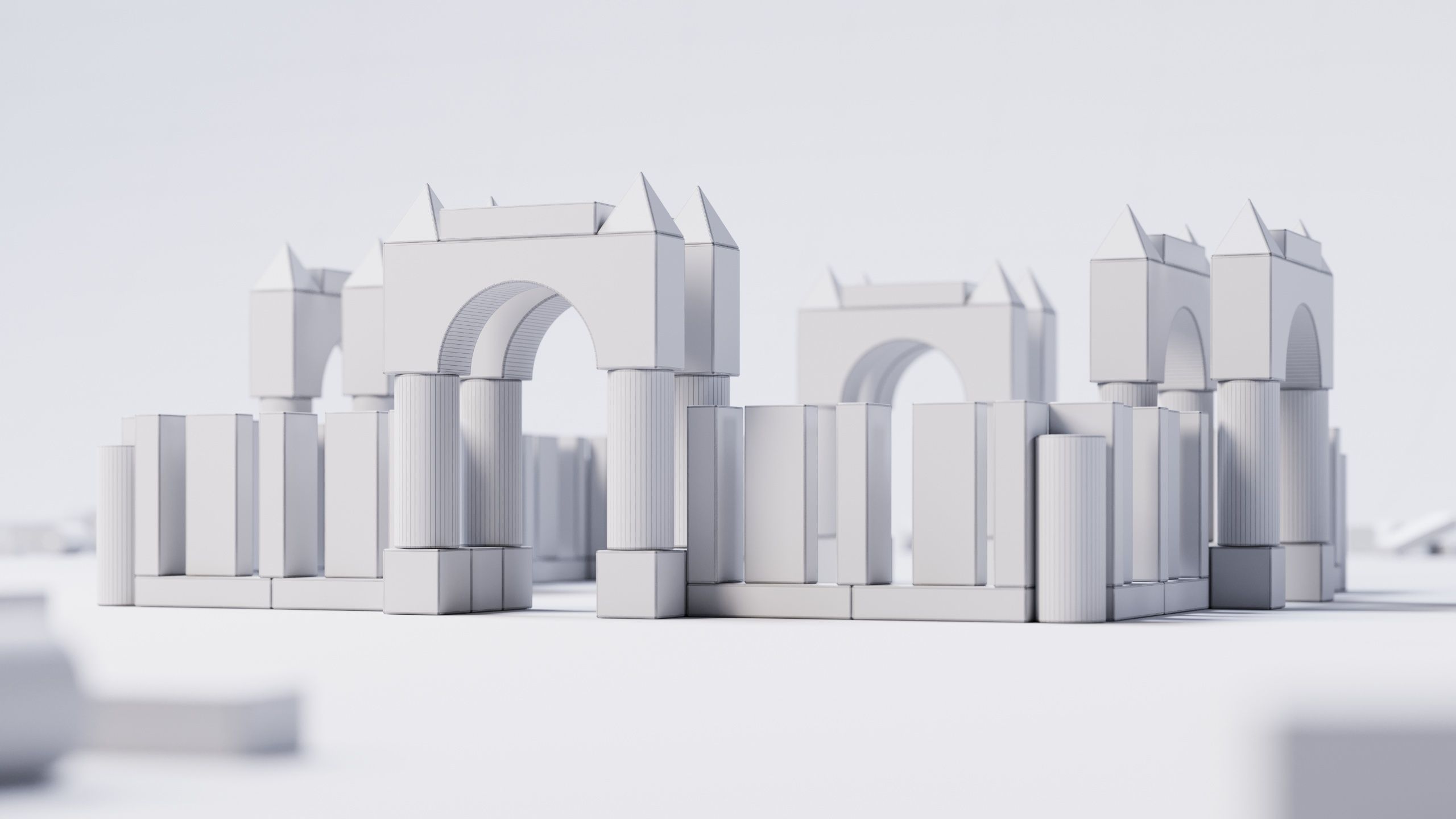 Wooden Blocks Toy Fortress 3D model_11