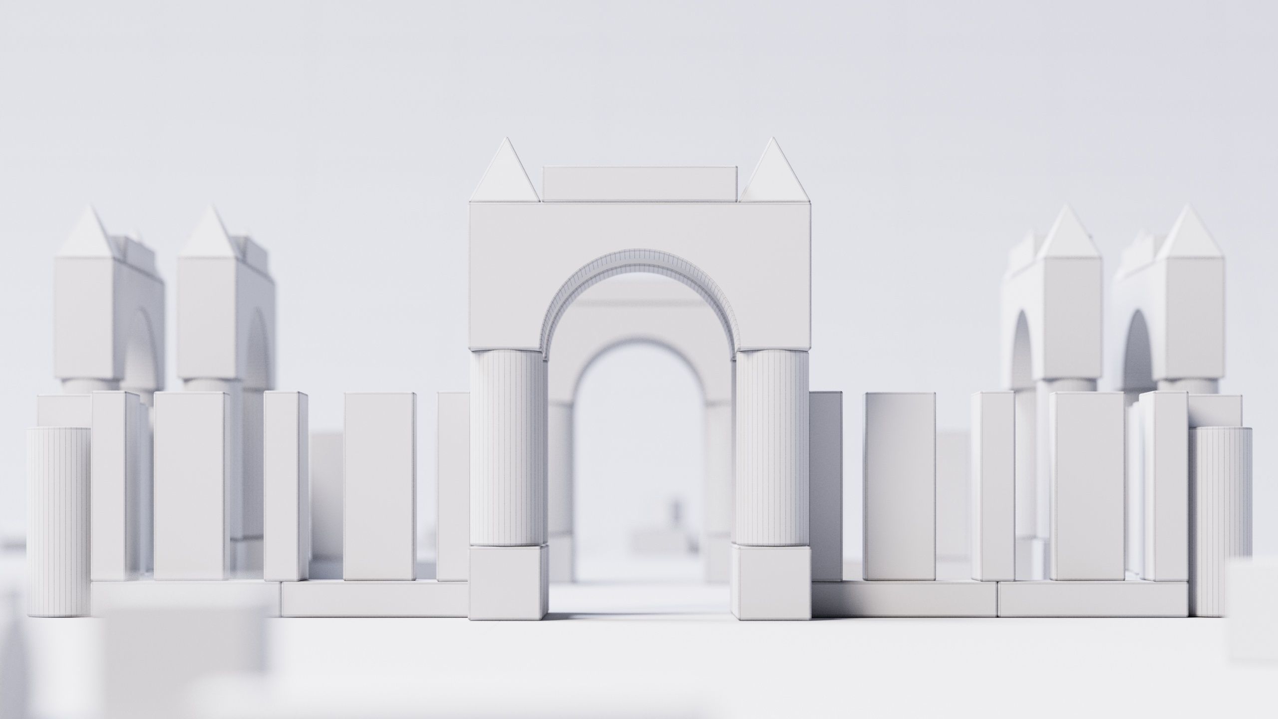 Wooden Blocks Toy Fortress 3D model_12