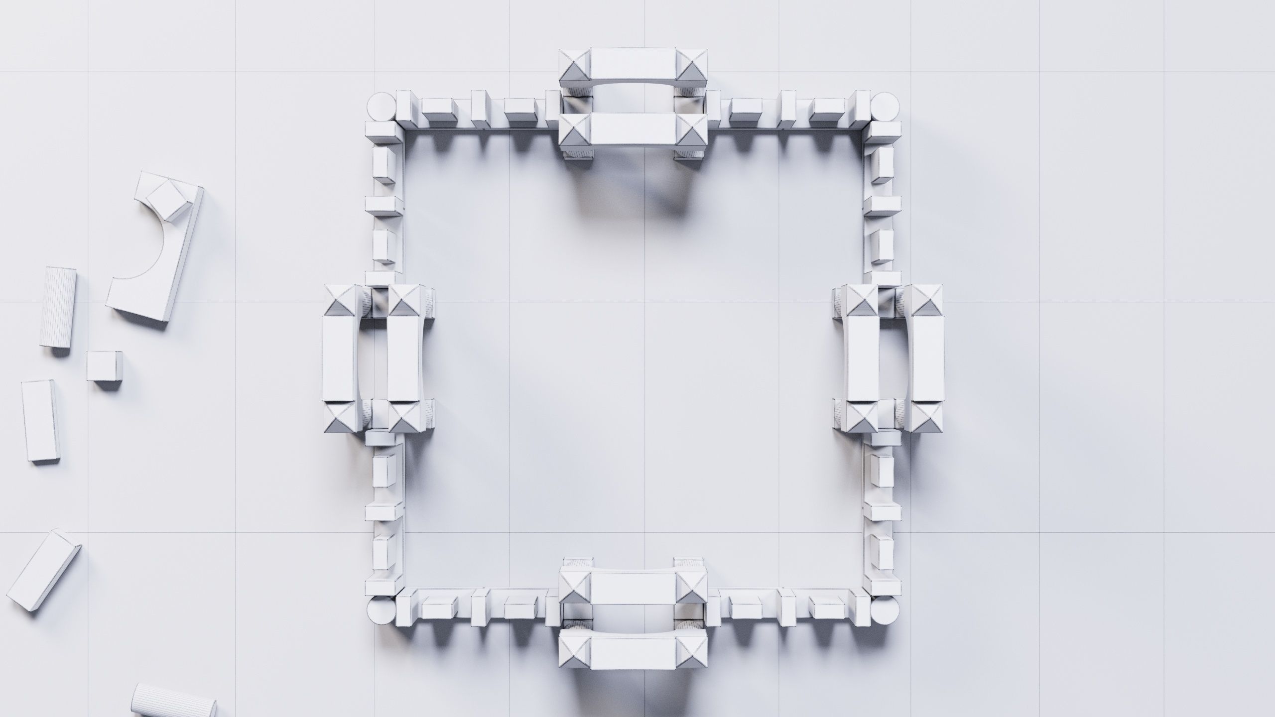 Wooden Blocks Toy Fortress 3D model_14