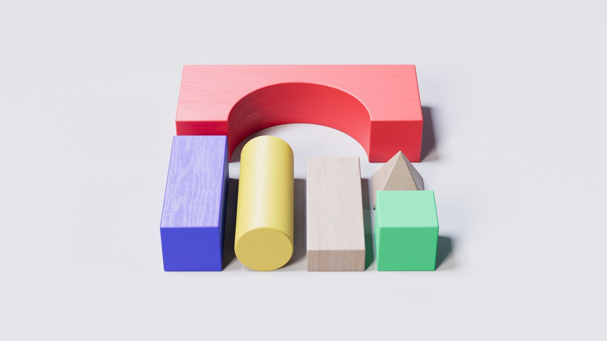 Wooden Blocks Toy Fortress 3D model_9