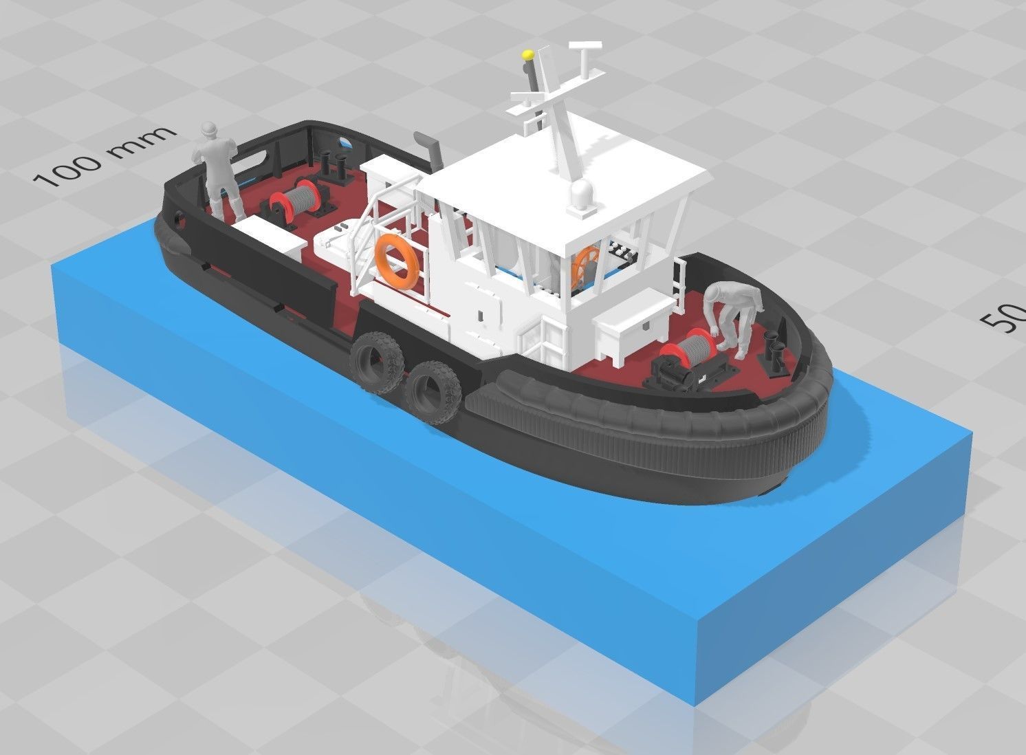 N Scale Tugboat with Sailors 3D model_10