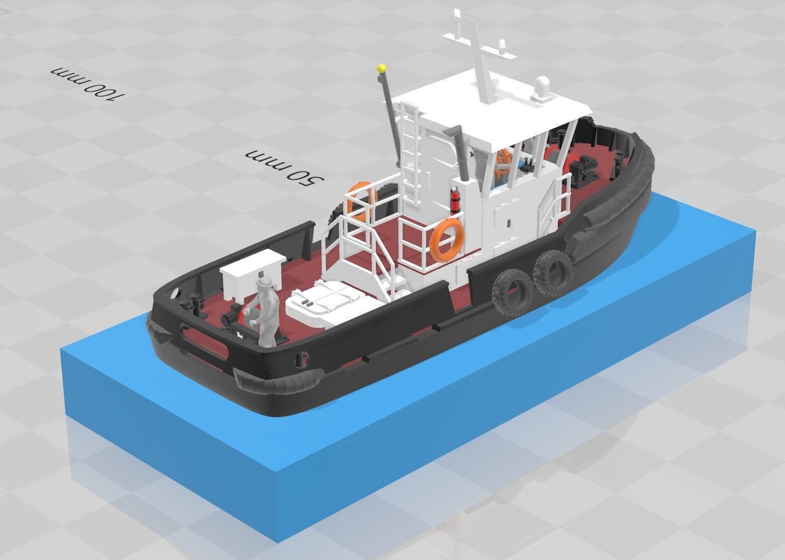 N Scale Tugboat with Sailors 3D model_11