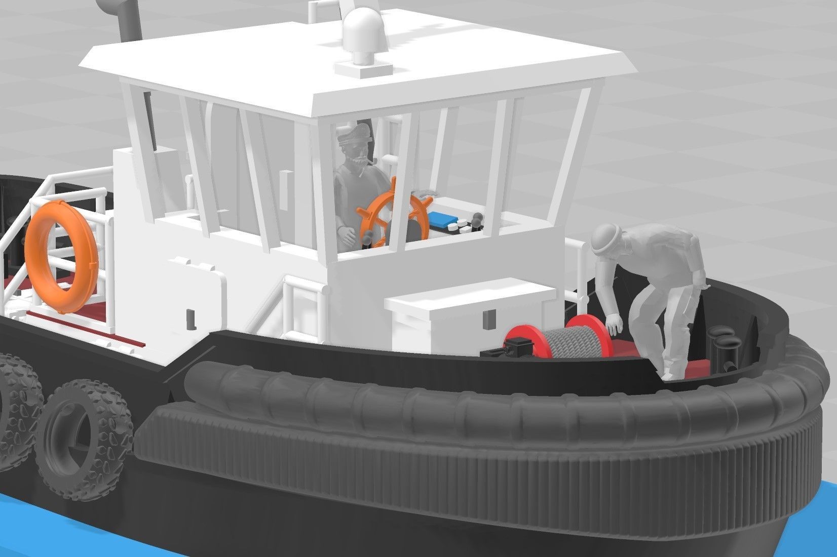 N Scale Tugboat with Sailors 3D model_13