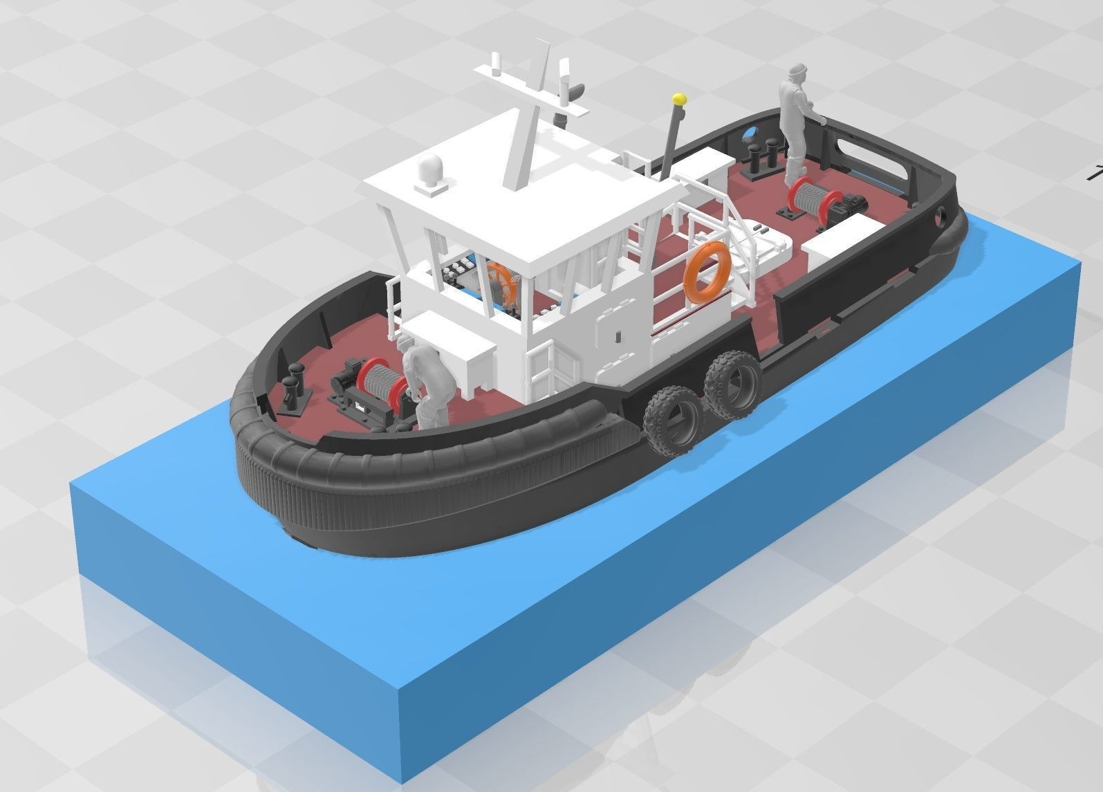 N Scale Tugboat with Sailors 3D model_9