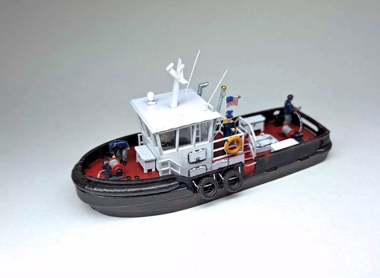 N Scale Tugboat with Sailors 3D model_0