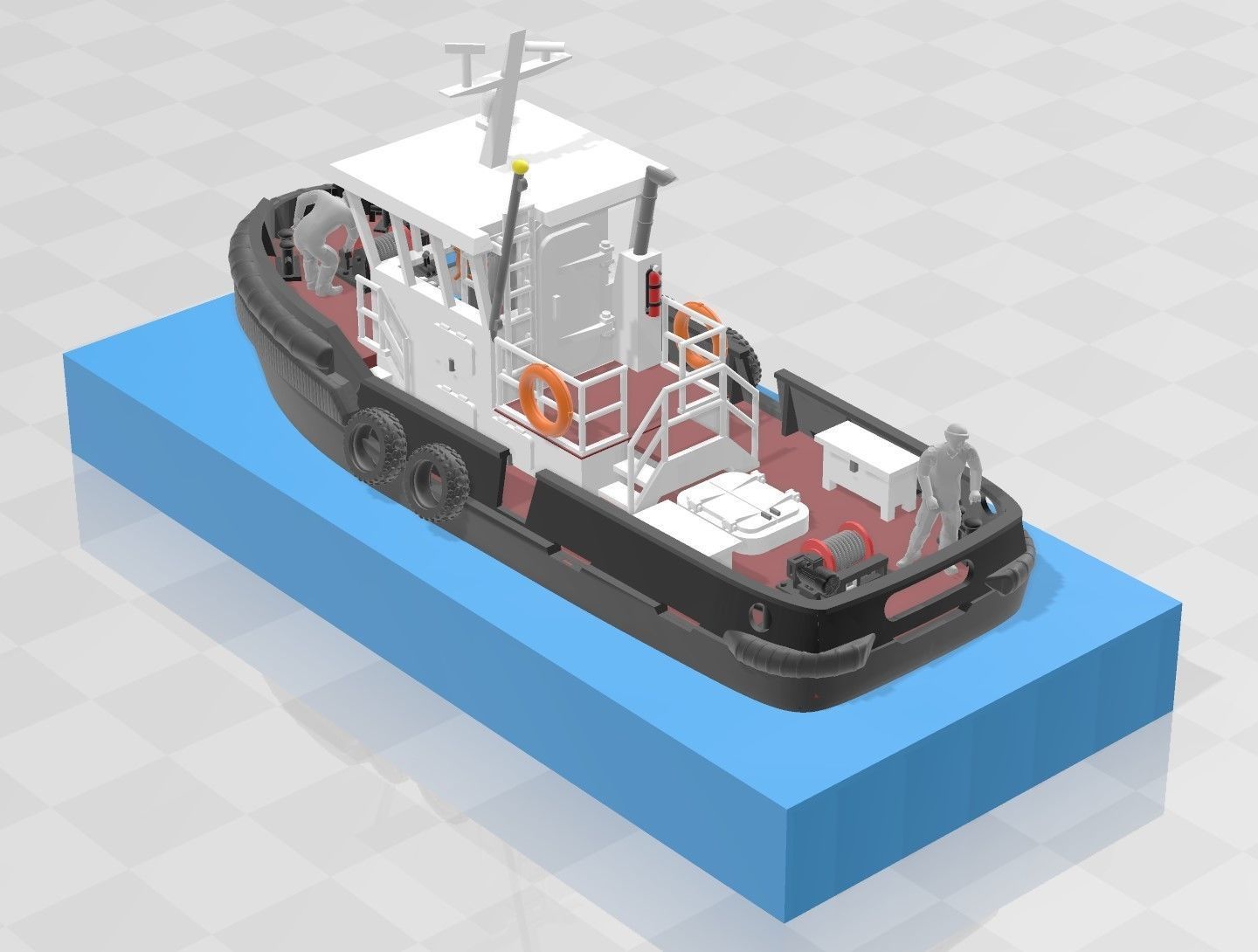 N Scale Tugboat with Sailors 3D model_12