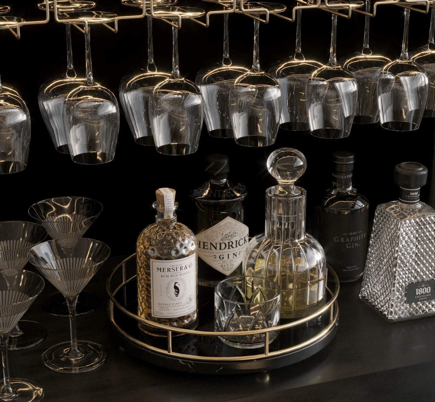 Bar Set 3 Liquor Bottles 3D model 3D model_2