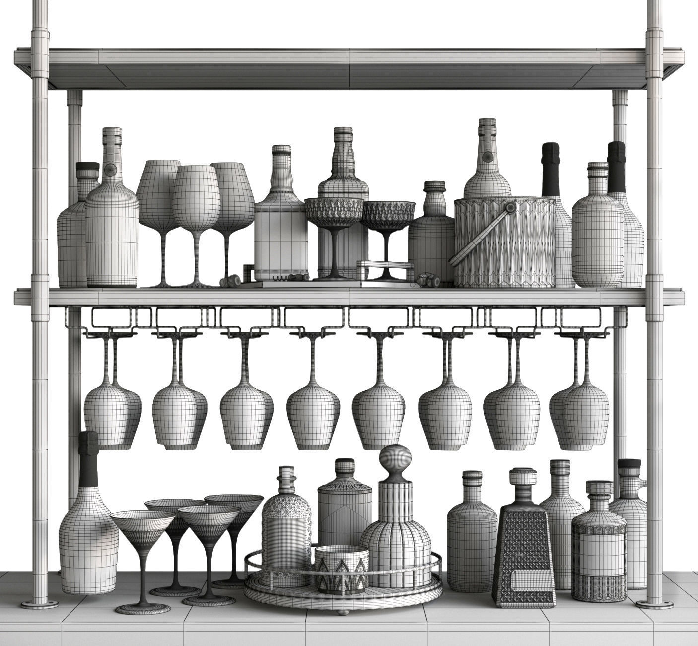 Bar Set 3 Liquor Bottles 3D model 3D model_3