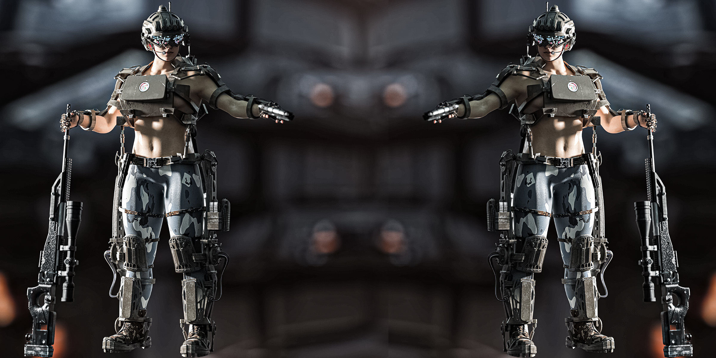 Hot sci-fi soldier 3D model_4